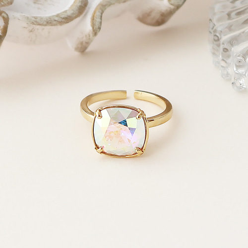 クリスタル オーロラ 約10mm / 真鍮メッキ製 ゴールド フリーサイズ