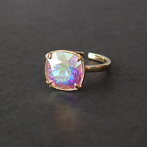 クリスタル オーロラ 約10mm / 真鍮メッキ製 ゴールド フリーサイズ