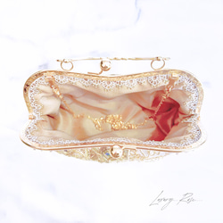 新作❤︎優しい輝きゴールド❤︎異国情緒漂う魅惑の高級インド刺繍レース❤︎フォーマルバッグ　パーティーバッグ　ミニバッグ 12枚目の画像