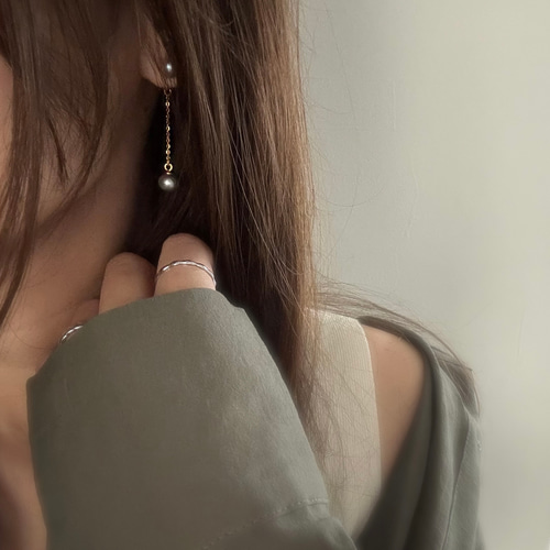 淡水パール3連／ｼﾞﾙｺﾆｱ×淡水パール2連 ピアス/イヤリング
