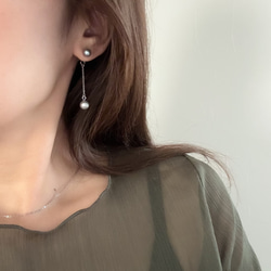 高品質シルバーグレー 淡水パール/2wayピアス/イヤリング/パール