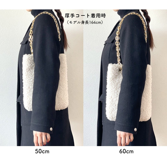 【A4対応】淡いグレーの大人のプードルファートート＜人気シリーズ新色：アイスグレー＞斜めがけトート／選べるストラップ 16枚目の画像