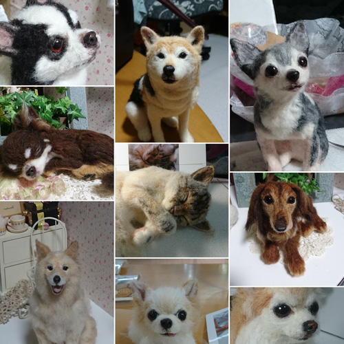 羊毛フェルト オーダーメイド、受注制作、羊毛フェルト犬、猫、ペット