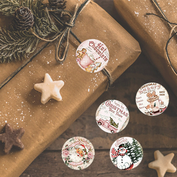 送料無料 大人かわいいクリスマスシール ピンク クラシック シール
