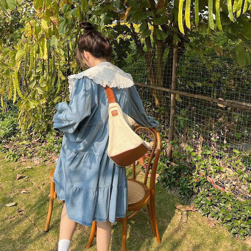 大きいサイズ レディース 襟付き デニム ワンピース 春夏 秋