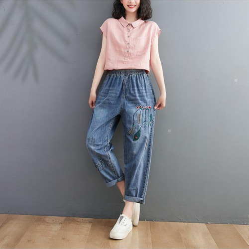 大きいサイズ レディース　デニム　パンツ　ウエストゴム　 新品 大きいサイズ レディース デニム パンツ ウエストゴム 新品