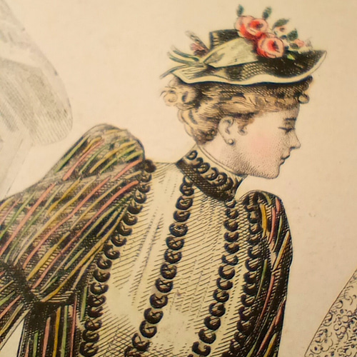 フランアンティーク ファッションモード画 折れあり1892年7月 a