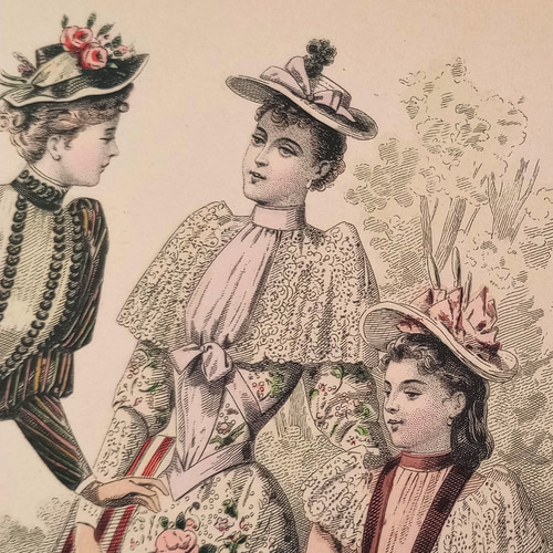 フランアンティーク ファッションモード画 折れあり1892年7月 a 版画