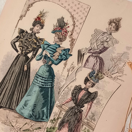 フランアンティーク ファッションモード画 折れあり 1900年代初期 e