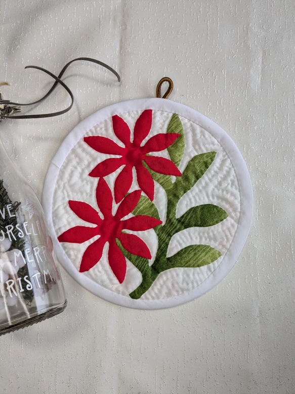 ハワイアンキルト クリスマス 鍋つかみ 鍋敷き ティーポットマット