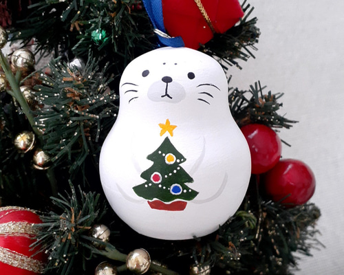 あざらしマトリョーシカのクリスマスオーナメント 白 ツリー その他