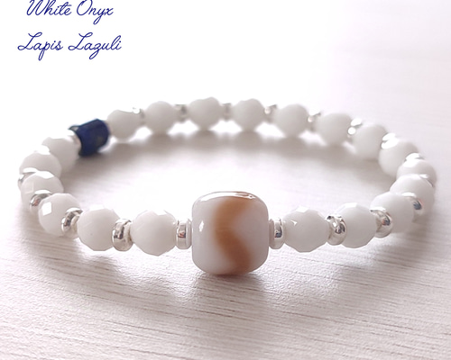 20 芸術　彫刻　虎牙天珠　三色天珠　珍品　天然石　ブレスレット　ネックレス 名声を得る・財を成す】馬牙三眼天珠ブレスレット - 天然石