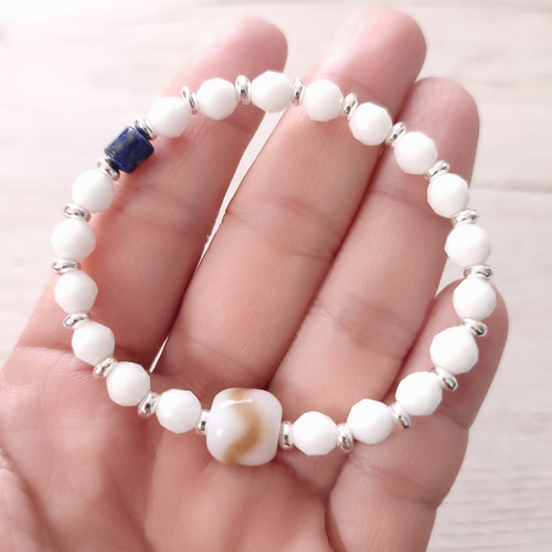 虎牙天珠】天珠 天然石 御守り 細身 ブレスレット スピネル オニキス