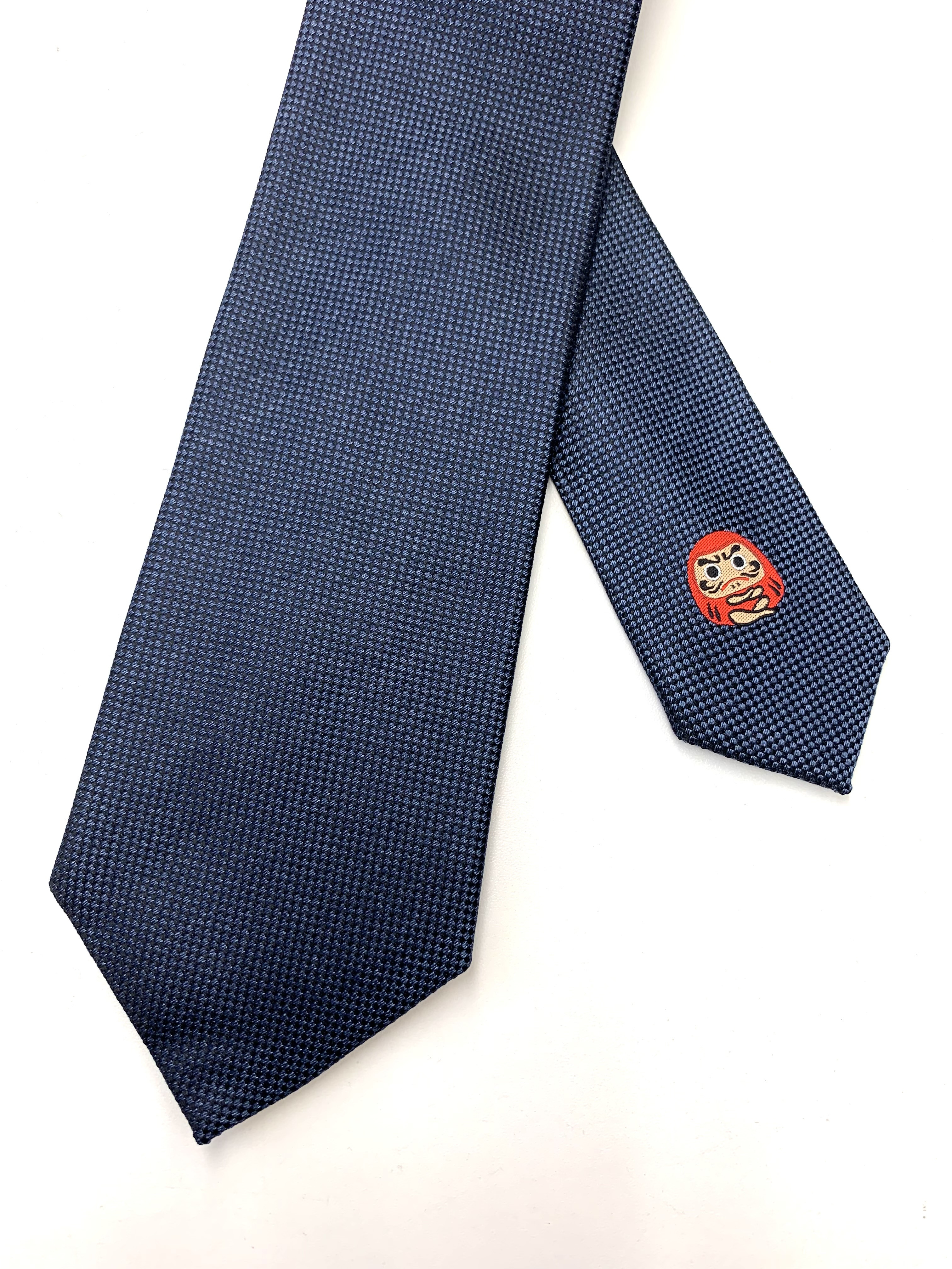 縁起ネクタイ　赤だるま　送料無料　ネイビー必勝祈願　入学　就職　昇進　入試