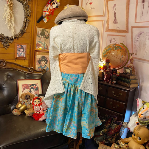 浴衣ドレス リメイク品 浴衣リメイク][refashion]浴衣リメイクでラップドレス製作・Wrap