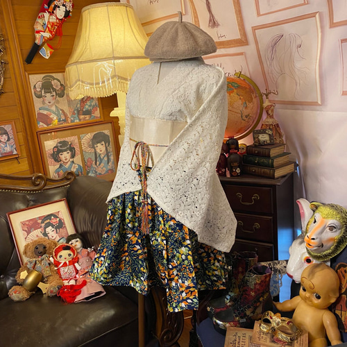 和ロリ 着物 浴衣 ミニ丈 ワンピース ドレス リメイク 鮮やかな