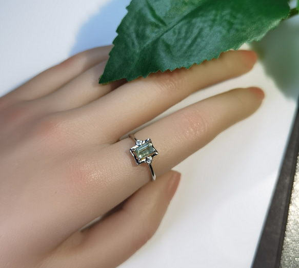 人気再出品５Aトルマリン エメラルドカッティング　パワー天然ストーン リング 7枚目の画像