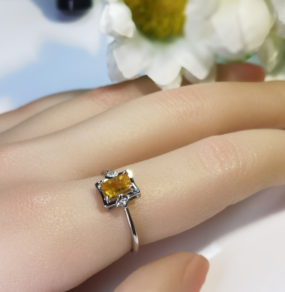 人気再出品５Aトルマリン エメラルドカッティング　パワー天然ストーン リング 8枚目の画像