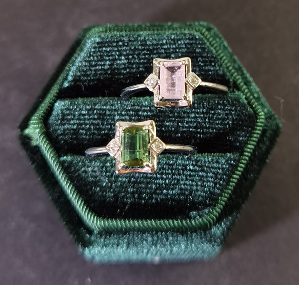 人気再出品５Aトルマリン エメラルドカッティング　パワー天然ストーン リング 3枚目の画像