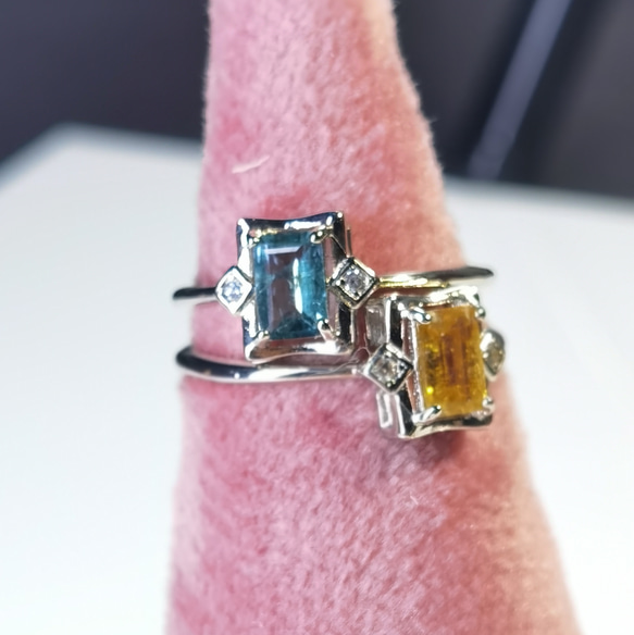 人気再出品５Aトルマリン エメラルドカッティング　パワー天然ストーン リング 4枚目の画像