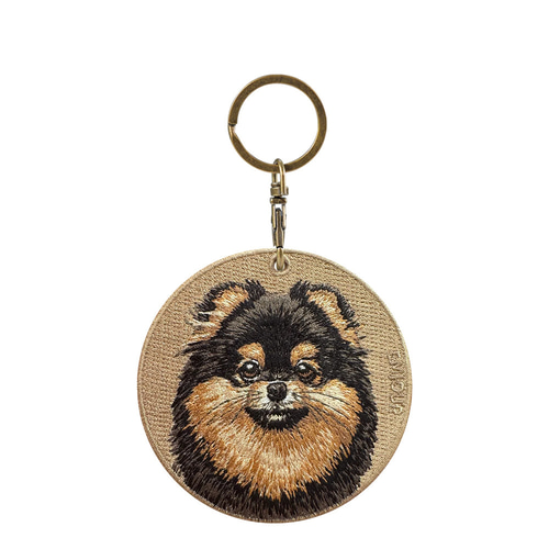 キーホルダー 犬 刺繍 柴犬 黒柴 日本犬 プレゼント 両面