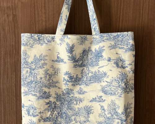 大きなトートバッグ トワルドジュイ オフホワイト×ブルー トート