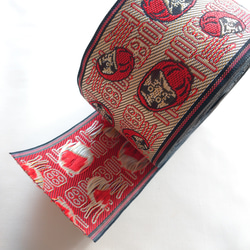 手芸用「 畳ヘリ」紺赤大小ドット水玉 畳へり 1m(日本製）畳縁