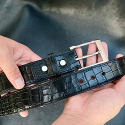 オーダー作製］高級ワニ革使用ウエストベルト 手縫い タロコダイル