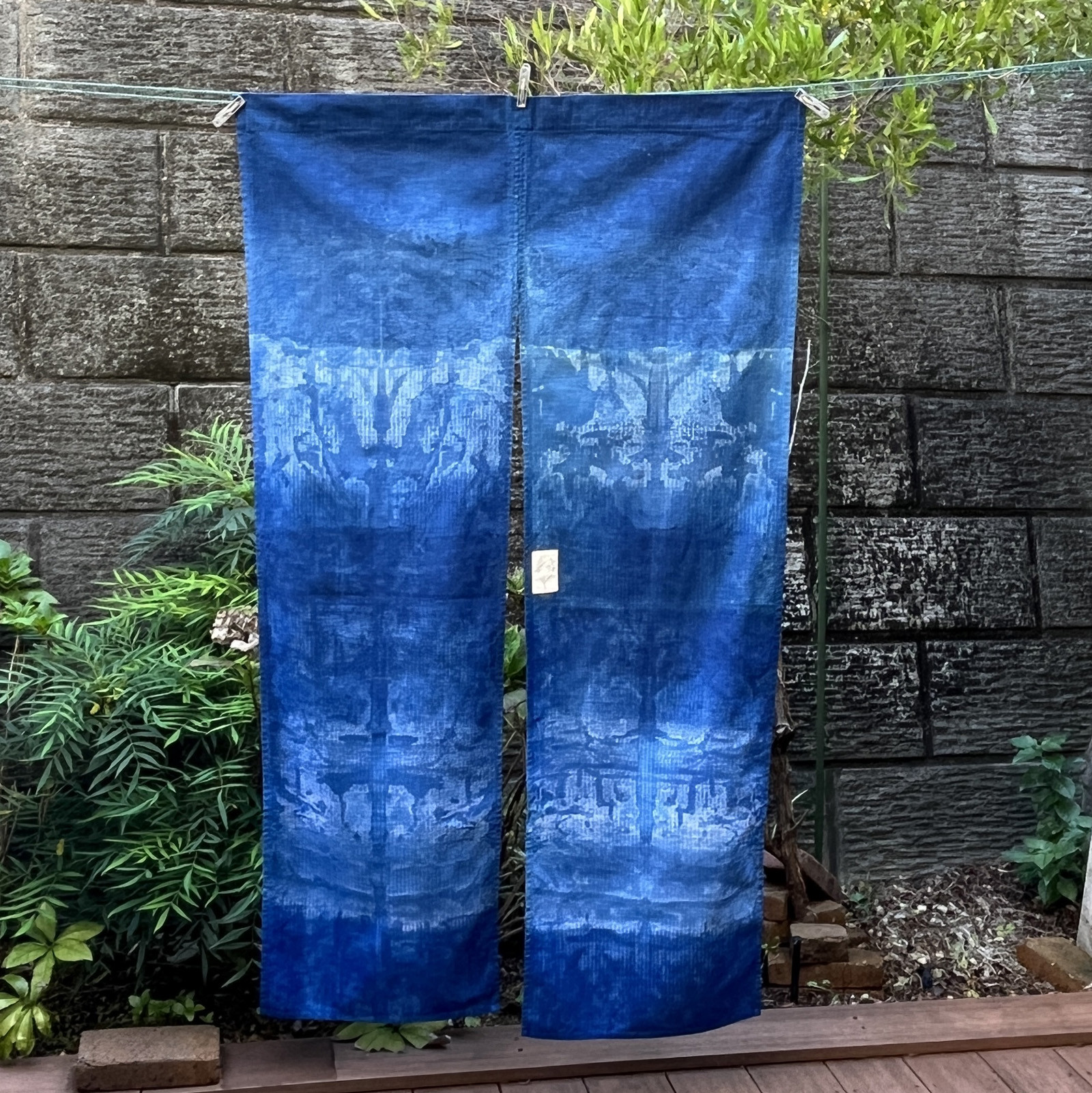 暖簾(D) ／ 手織り 藍染 手織り 暖簾(D) 藍染 ／