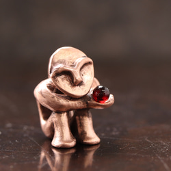 幸運を願う ピンクの座敷わらし （659-311/ 純銅製根付・ストラップ