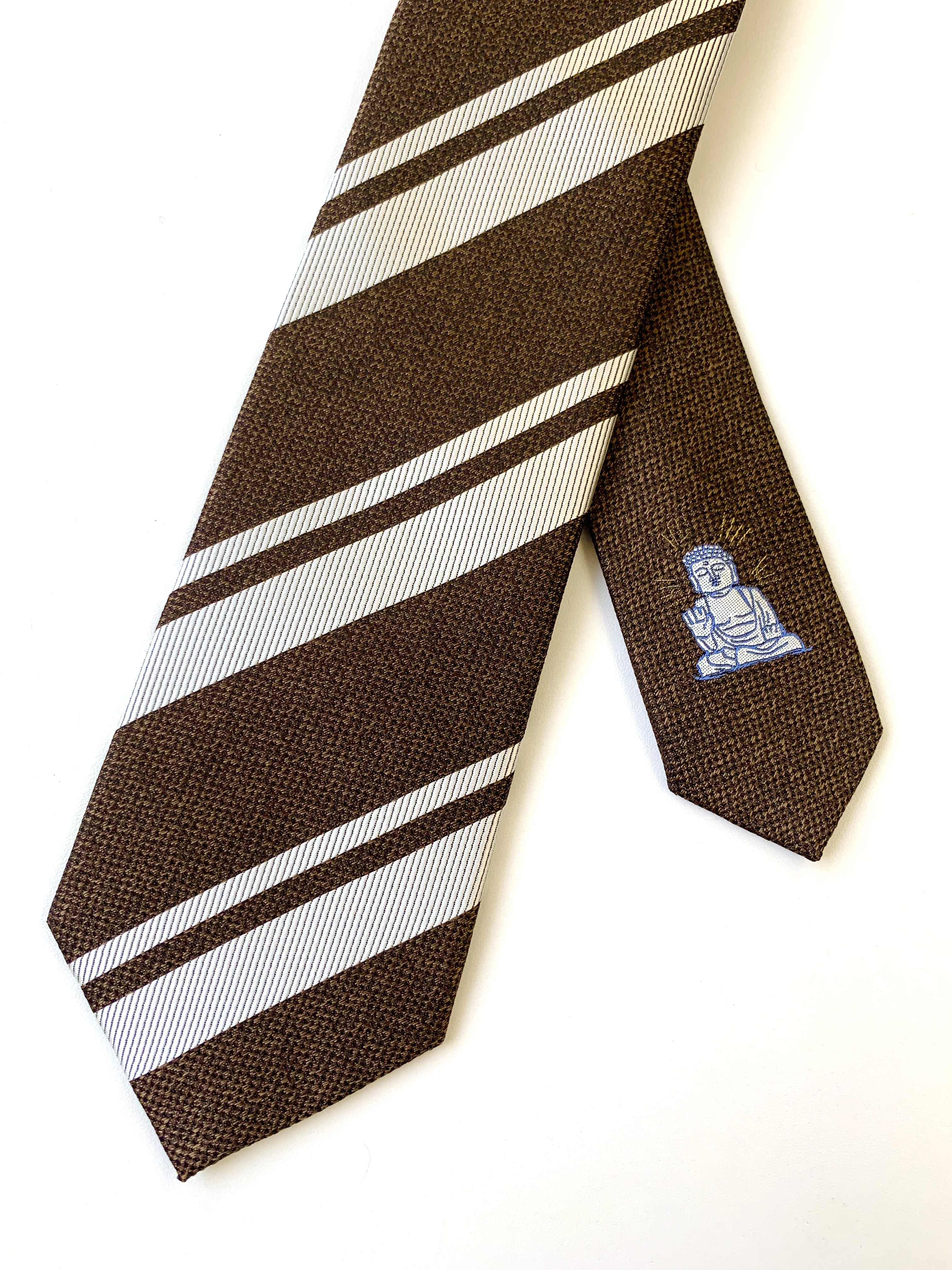 大仏さまネクタイ　シルク　送料無料　ブラウン　無病息災