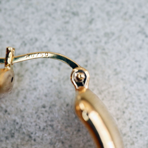 K18地金 スリーカラー 中空 3連丸線フープピアス ピアス（フープ