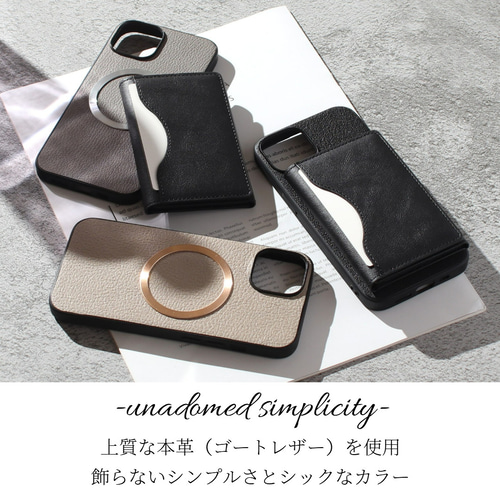 iphone ケース レザー カード収納 マグセーフ 本革 メタリック iphone ケース レザー 16 15 14 13 mini カード収納 マグセーフ