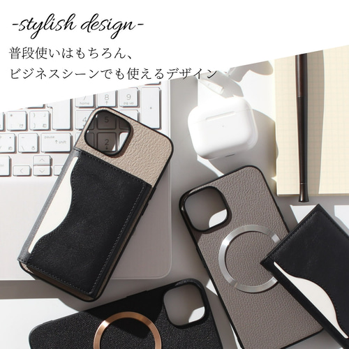 iphone ケース レザー カード収納 マグセーフ 本革 メタリック iphone ケース レザー 16 15 14 13 mini カード収納 マグセーフ
