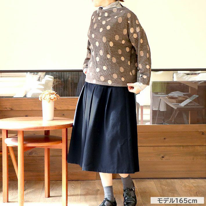 ふっくらドットジャカード　ウール混　ブラウン　プルオーバー