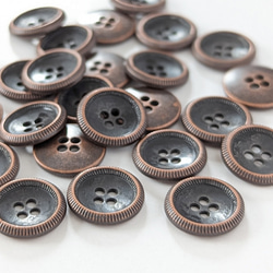 メタルボタン 11.5mm 10個 （ブラック×コッパー） ab-504 3枚目の画像