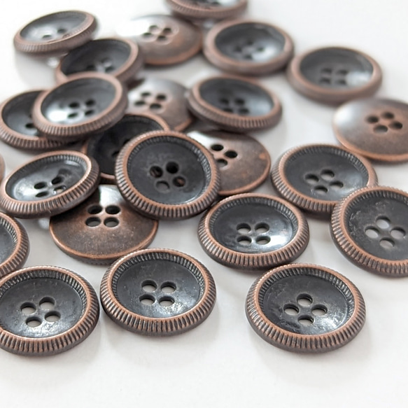 メタルボタン 11.5mm 10個 （ブラック×コッパー） ab-504 3枚目の画像