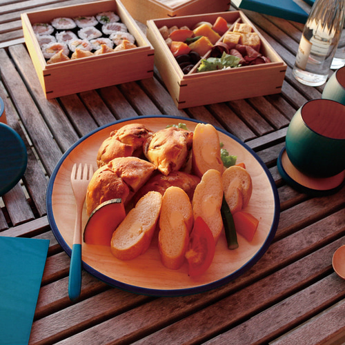 KyutarouBLUE 爽 丸皿 30cm【青・ブルーの木製食器】 中皿 漆器久太郎