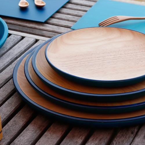 KyutarouBLUE 爽 丸皿 30cm【青・ブルーの木製食器】 中皿 漆器久太郎