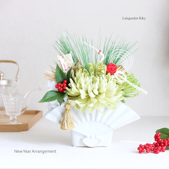 紅白鶴 祝い鶴 新春 モダン お正月 アレンジメント アーティフィシャル