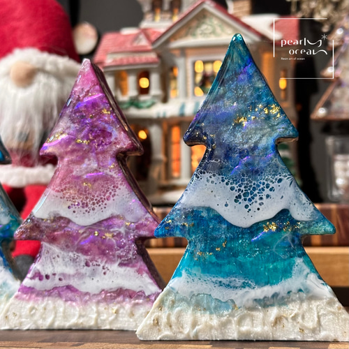 煌めく海のクリスマスツリー オーシャンブルー 波アート 海アート