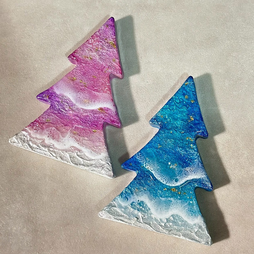 煌めく海のクリスマスツリー オーシャンブルー 波アート 海アート