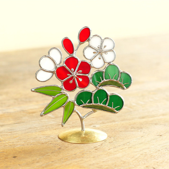 めでたい木　松竹梅（真鍮ベース・ステンドグラス） 1枚目の画像