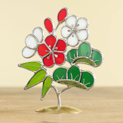 めでたい木 松竹梅（真鍮ベース・ステンドグラス） その他インテリア