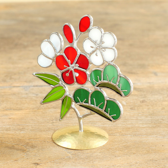 めでたい木　松竹梅（真鍮ベース・ステンドグラス） 3枚目の画像