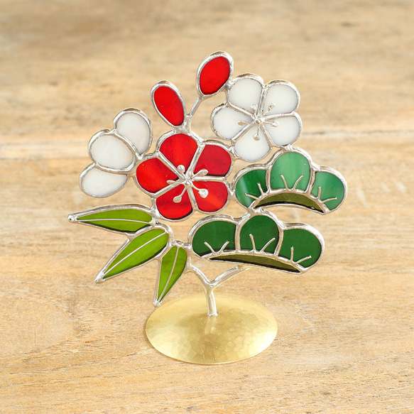 めでたい木　松竹梅（真鍮ベース・ステンドグラス） 4枚目の画像