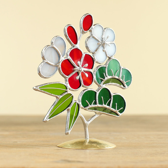 めでたい木　松竹梅（真鍮ベース・ステンドグラス） 5枚目の画像