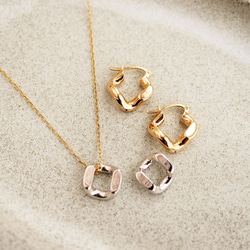 K18地金 3WAY 中空 コンビカラー 喜平 フープピアス ピアス