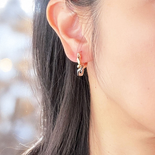 セール】K18PG/K18YG コンビカラー フープピアス（ピアス（両耳