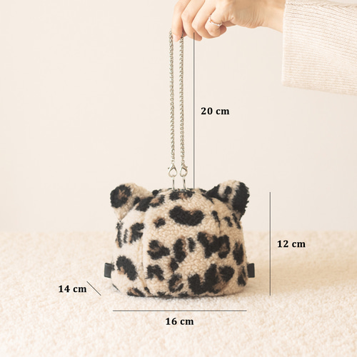 新品未使用❣️マニプリ❣️20900円❣️ヒョウ柄巾着ポーチ❣️ Creema限定新春福袋〈竹〉巾着型マルチバッグ PUxボア（5色）＋豹の顔